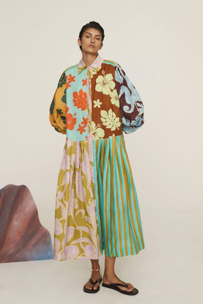 ALM Poppy Spliced Midi Dress Shirtdress