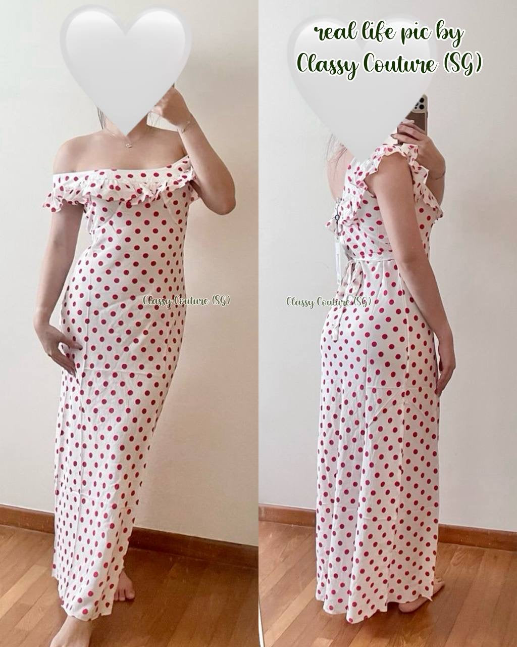 RP Claudia Silk Maxi Dress in Super Dot red white polka