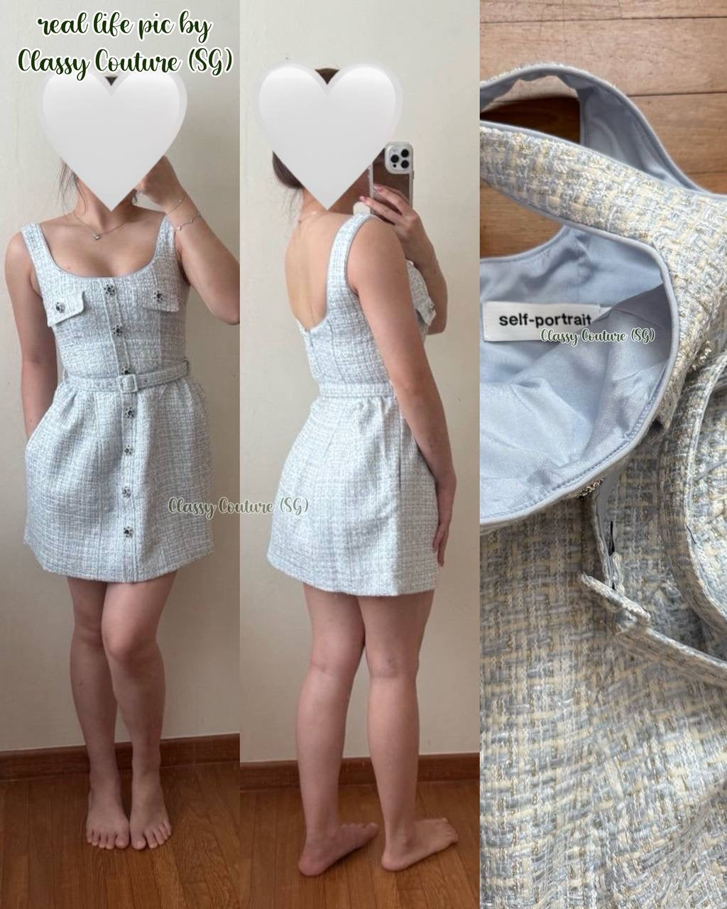 SP Blue Boucle Sleeveless Mini Dress | Cropped Jacket | Set
