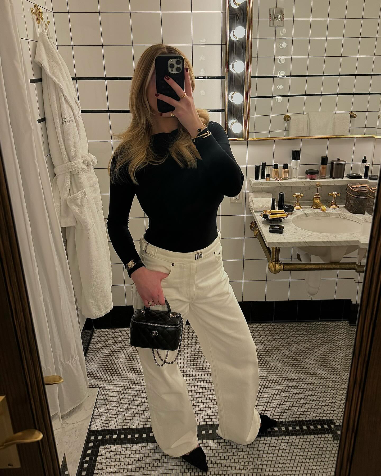 Mid-Rise Buckle Cotton Denim Jeans