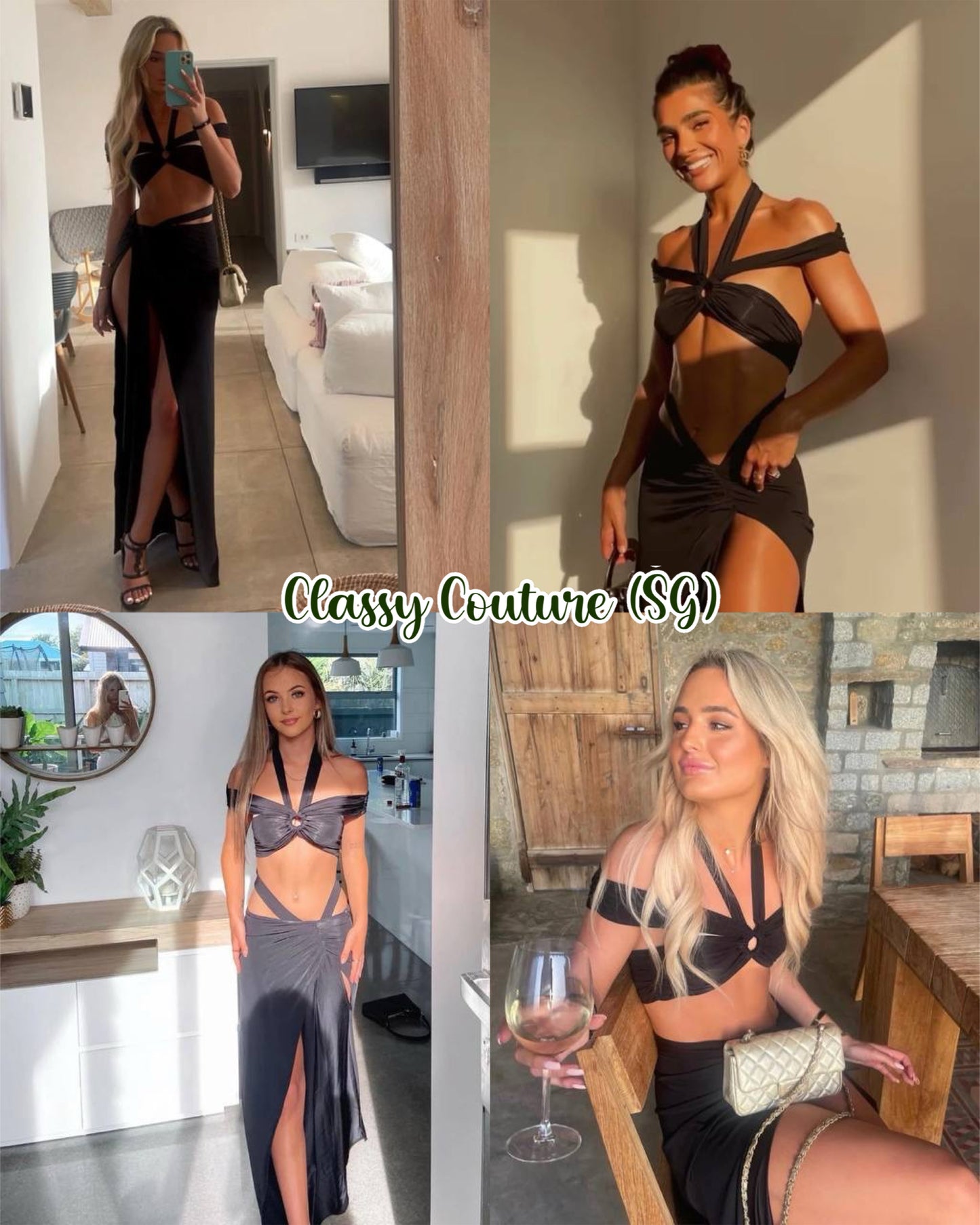 RB Onyx Halter Top | Vittoria Black Maxi Skirt | Set