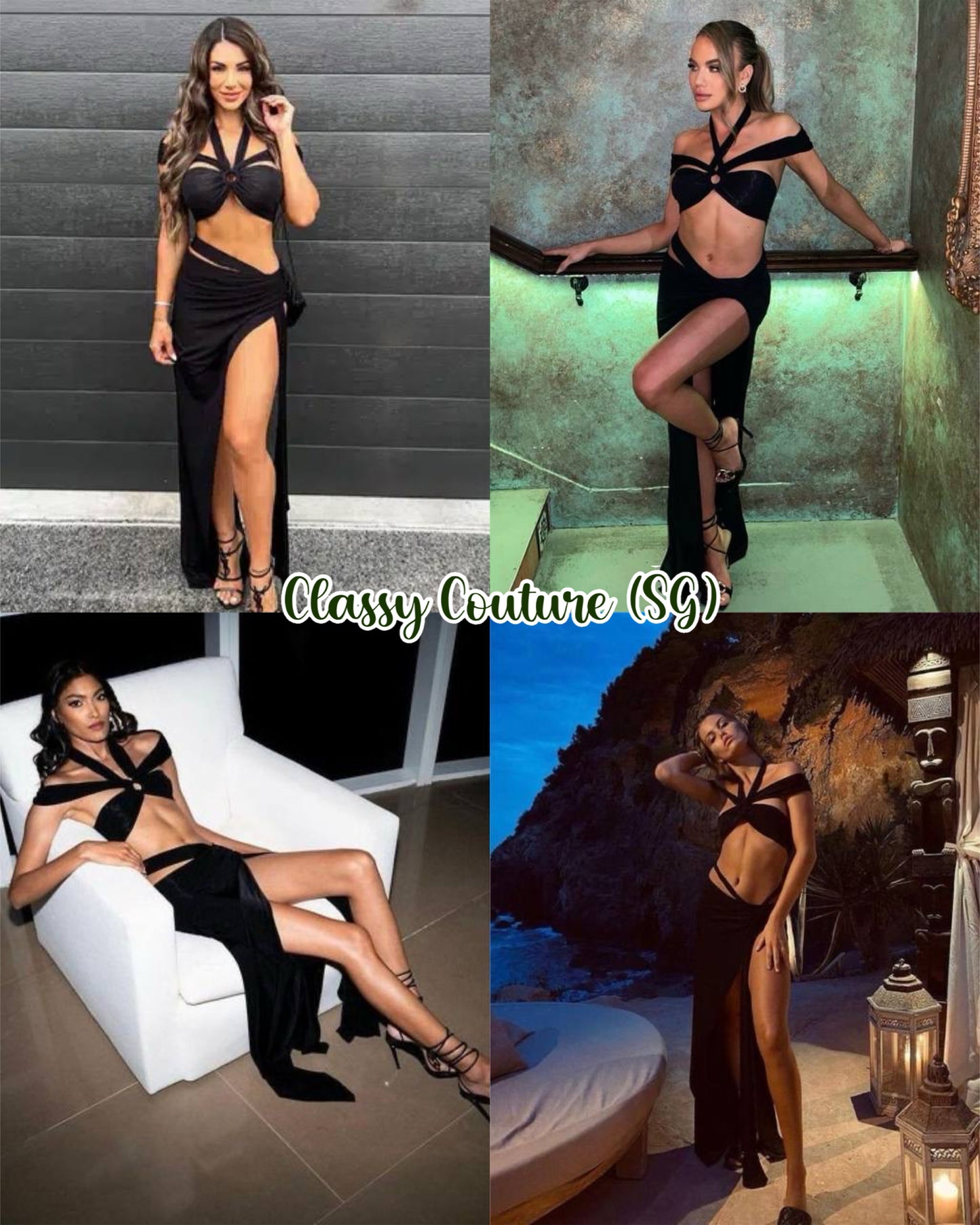 RB Onyx Halter Top | Vittoria Black Maxi Skirt | Set