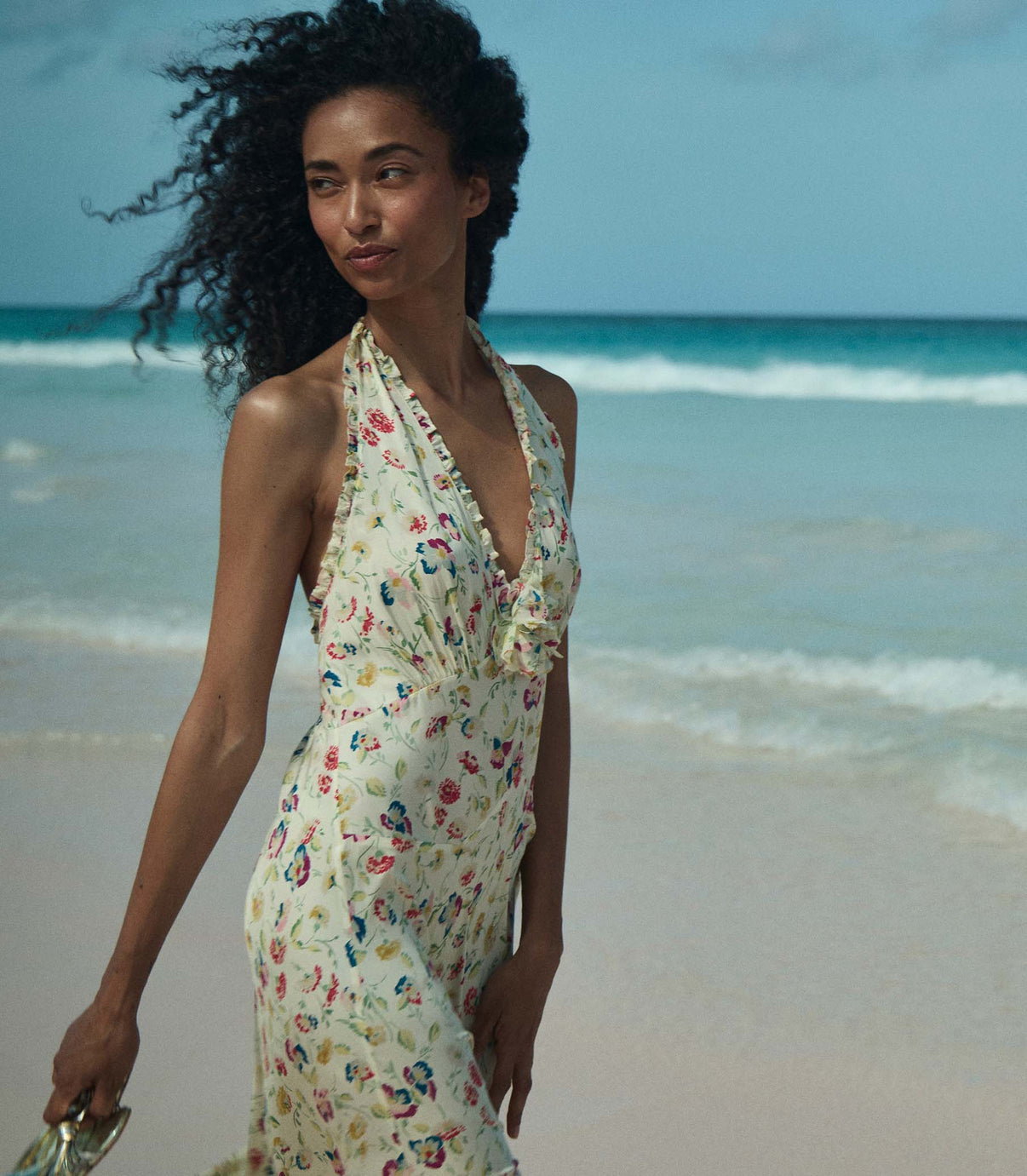 DN Mazarin Silk-Viscose Halter Midi Dress