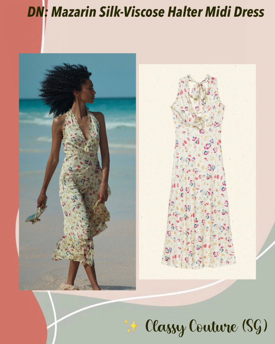 DN Mazarin Silk-Viscose Halter Midi Dress