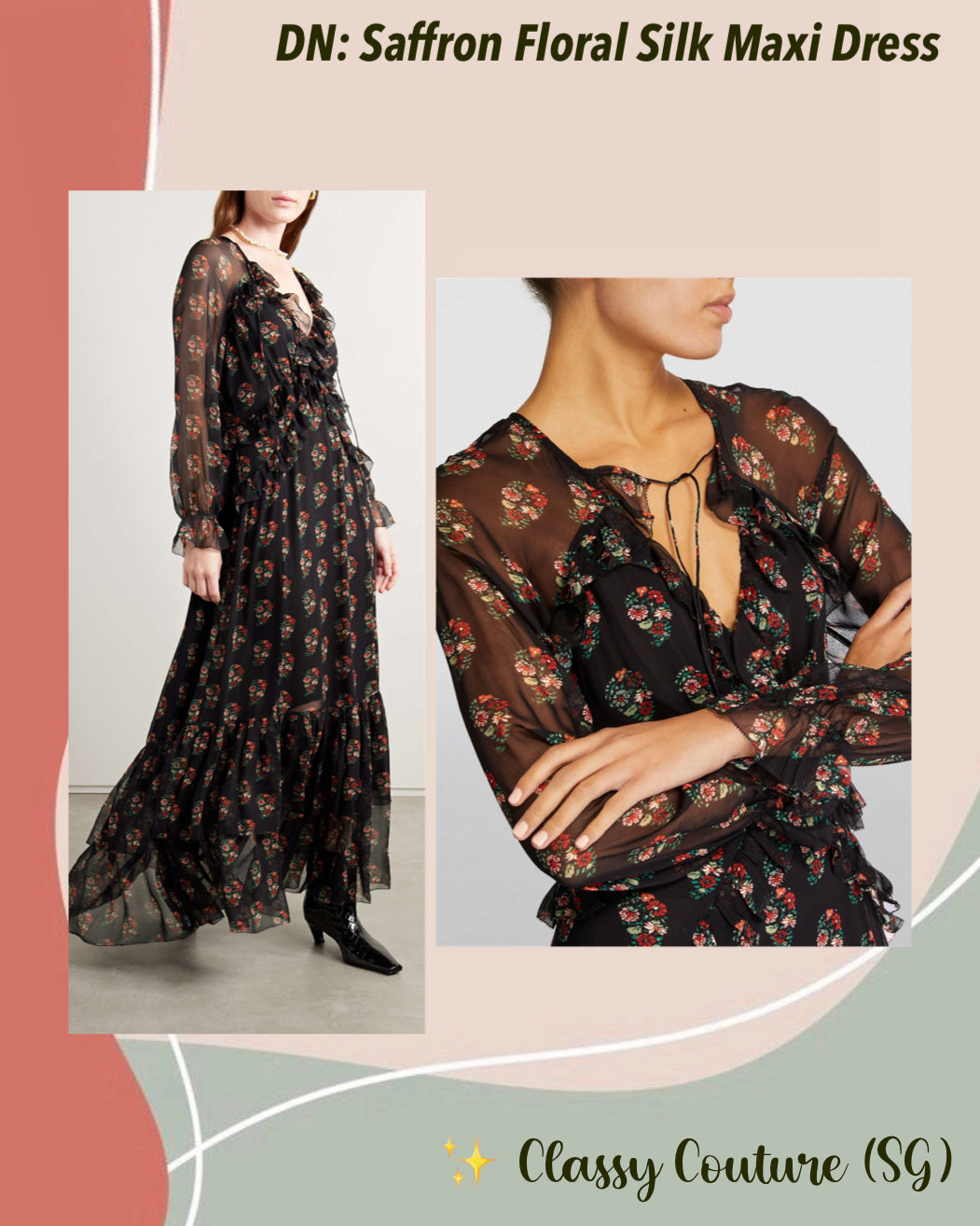 DN Saffron Floral Silk Maxi Dress