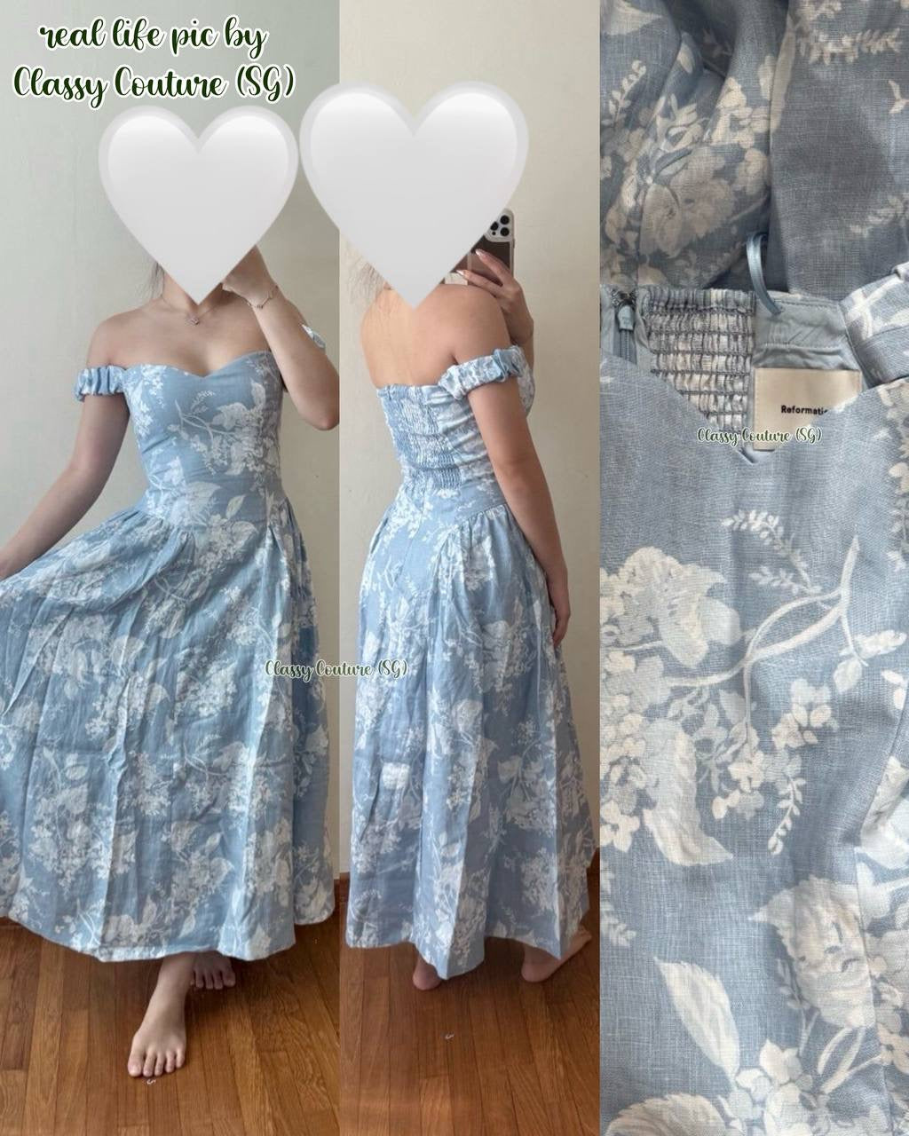 Ref Monet Linen Off Shoulder Midi Dress