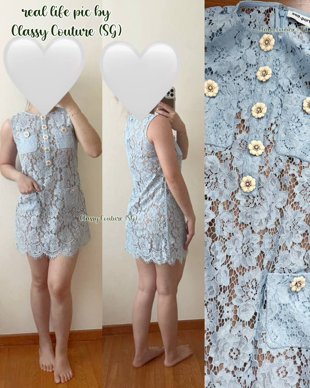 SP Blue Fine Lace Shift Mini Dress
