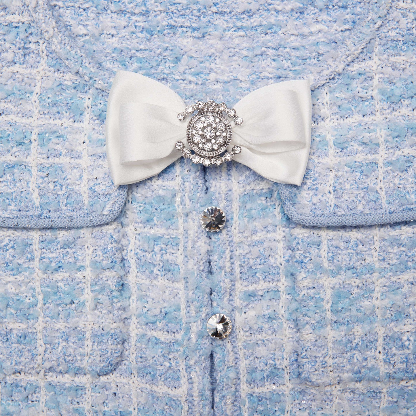 SP Blue Check Knit Short Sleeve Mini Dress