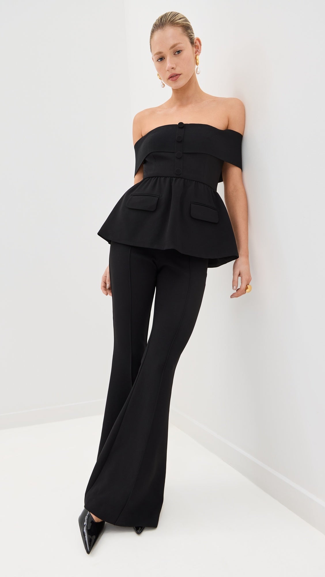 SP Black Crepe Off Shoulder Jumpsuit