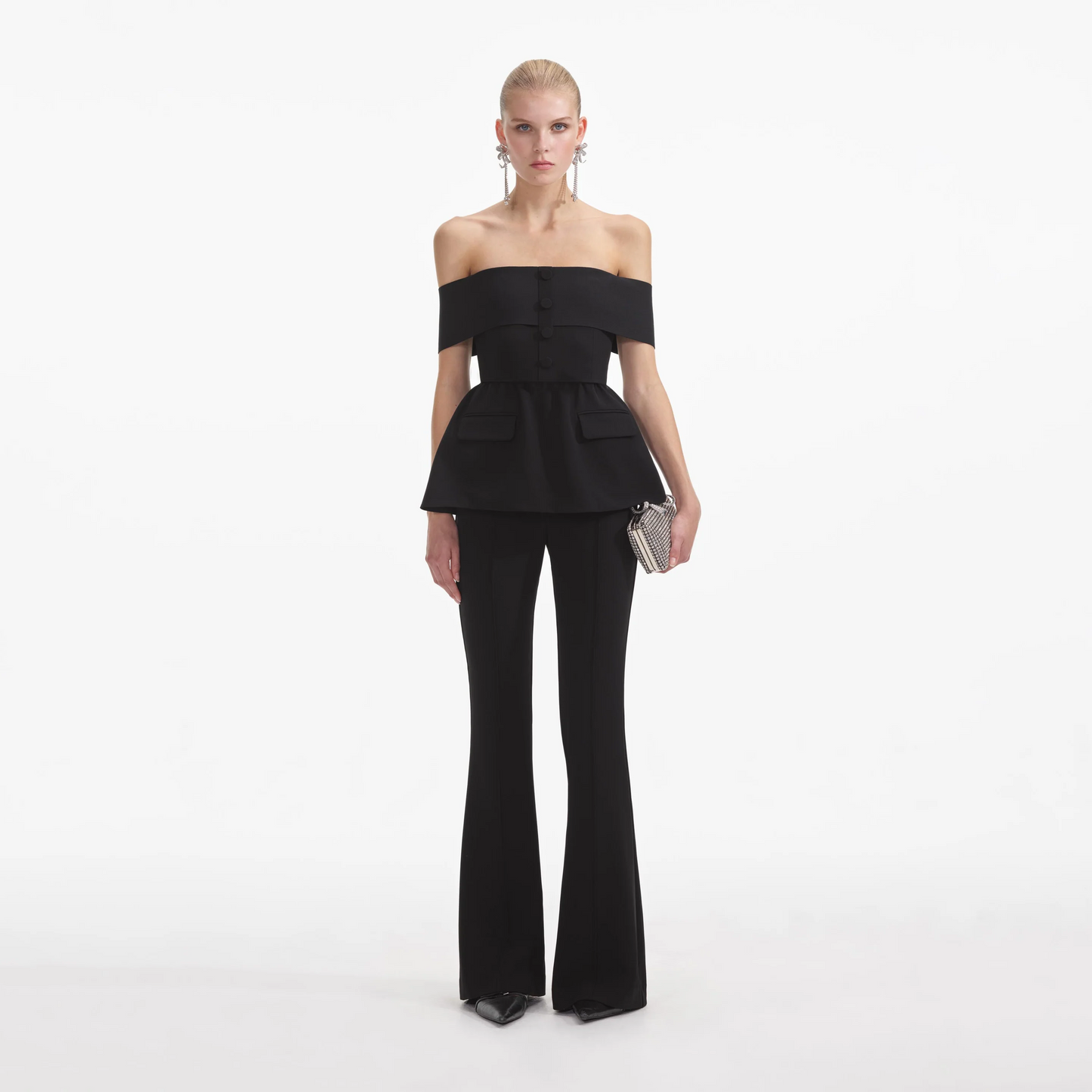 SP Black Crepe Off Shoulder Jumpsuit