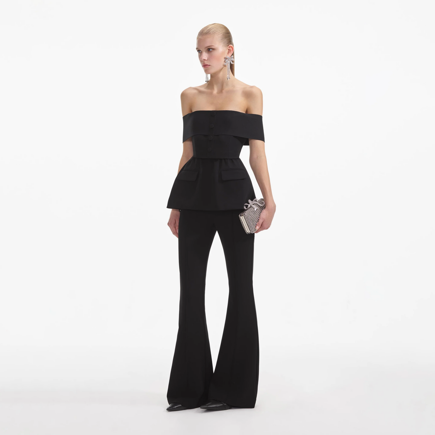 SP Black Crepe Off Shoulder Jumpsuit
