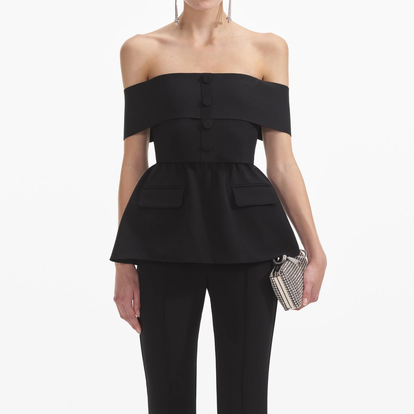 SP Black Crepe Off Shoulder Jumpsuit
