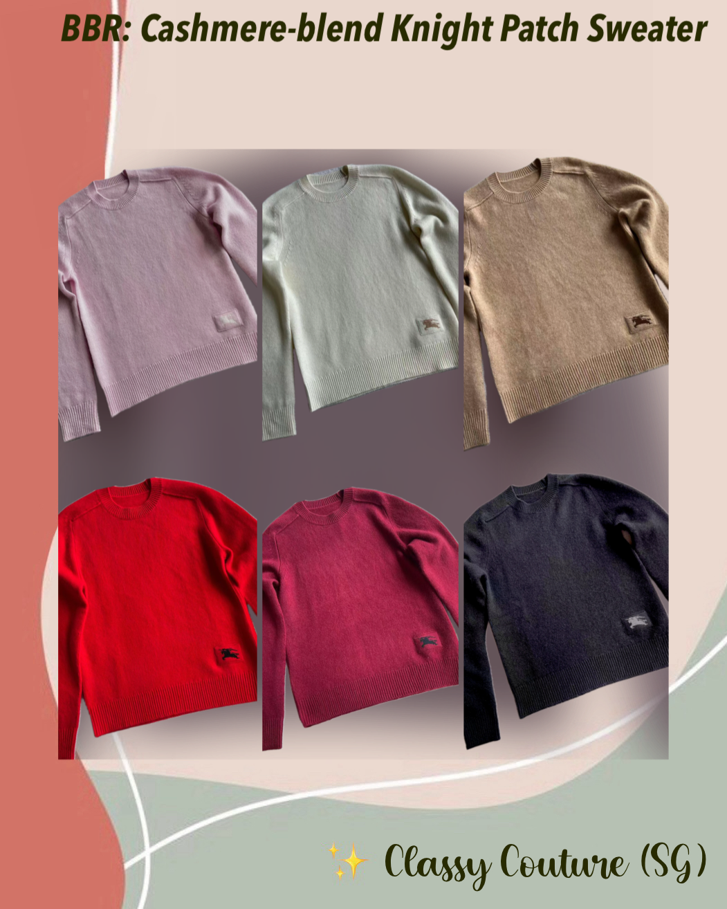 6 Colors! BBR Cashmere-blend Knight Patch Sweater
