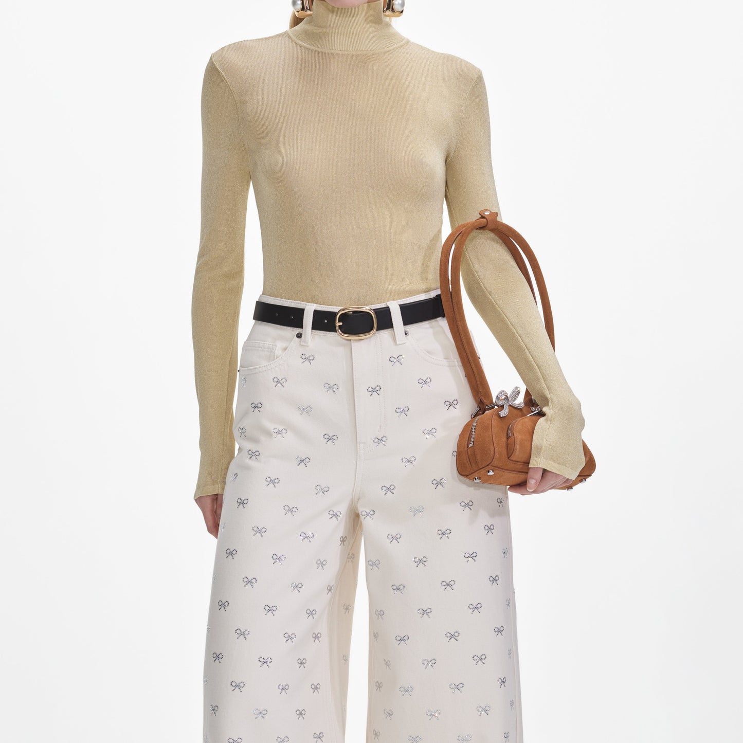 SP Cream Denim Diamante Bow Jeans