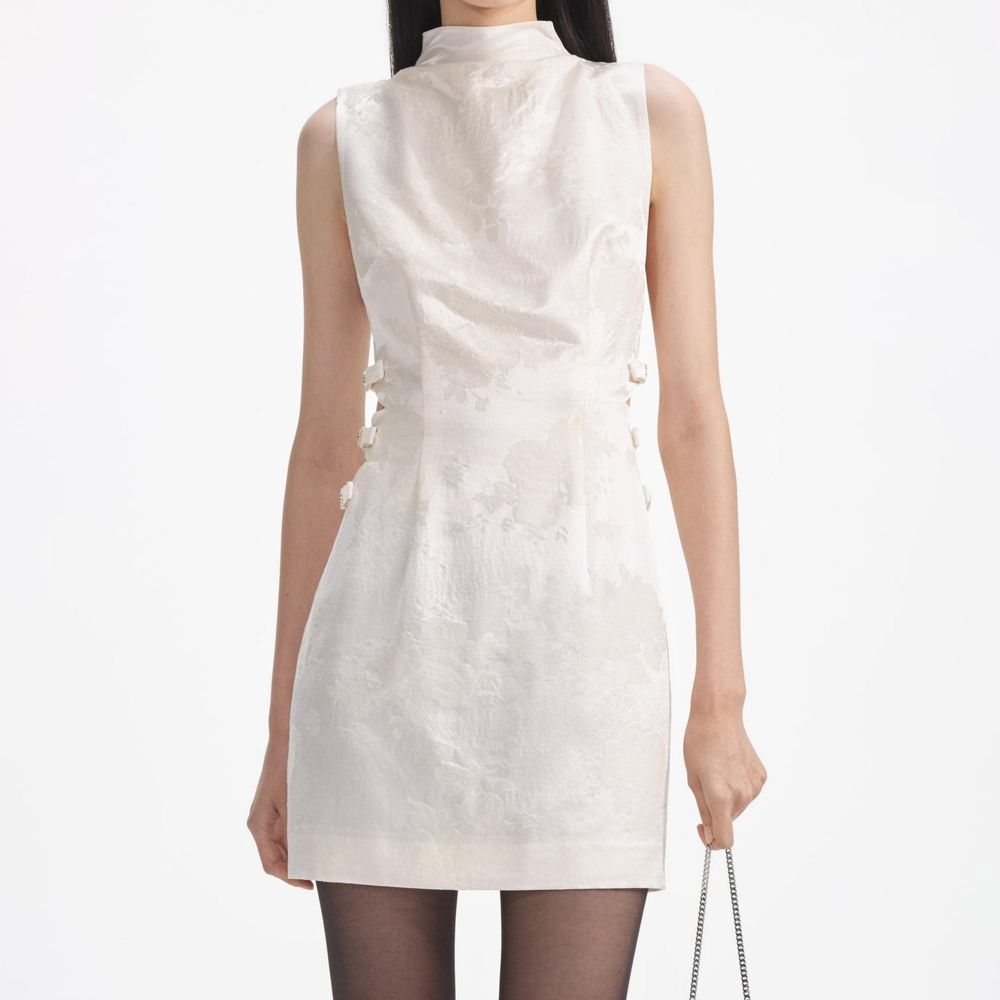 SP Cream Jacquard Cut Out Mini Dress