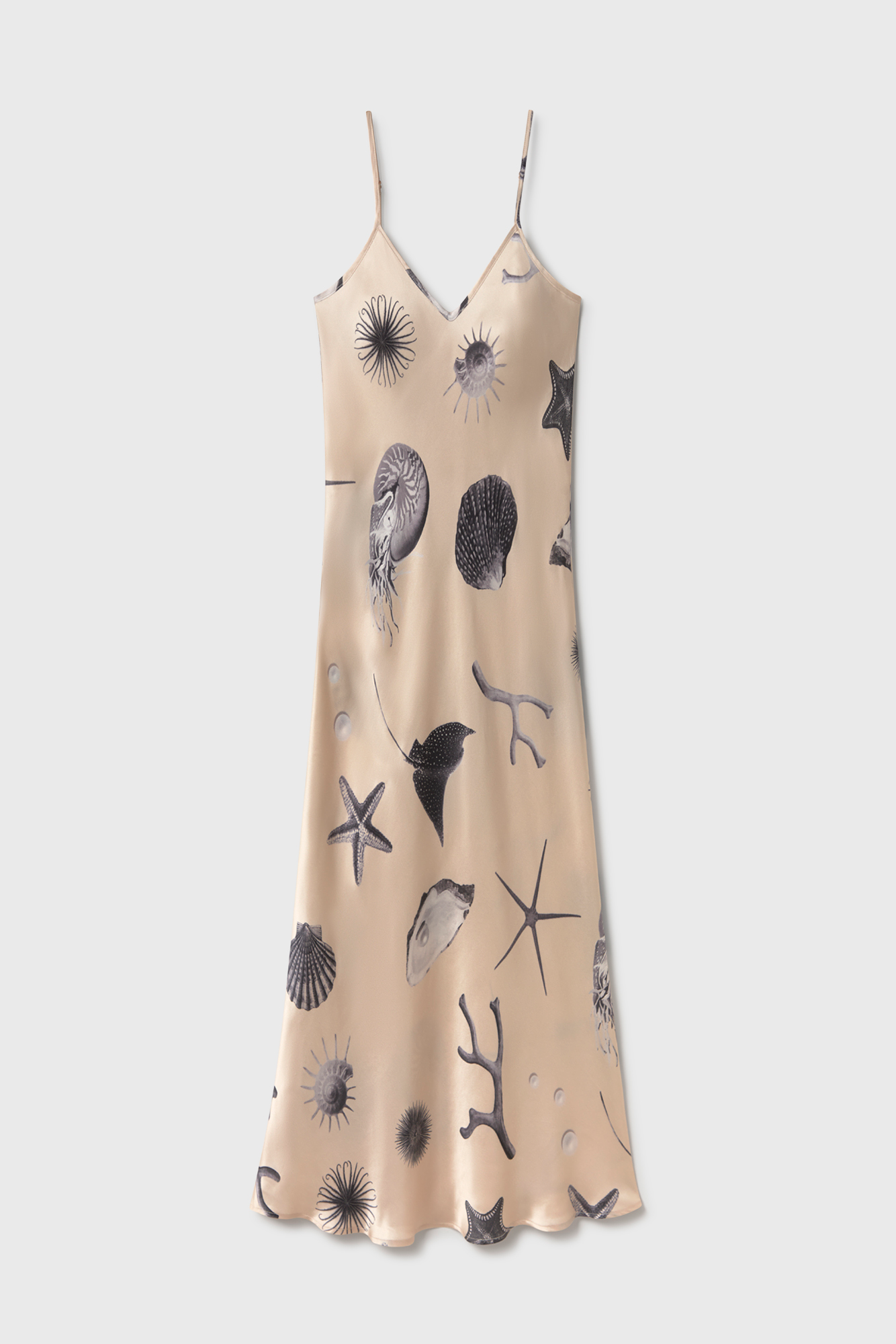SL 90s Slip Silk Midi Dress in Seashells