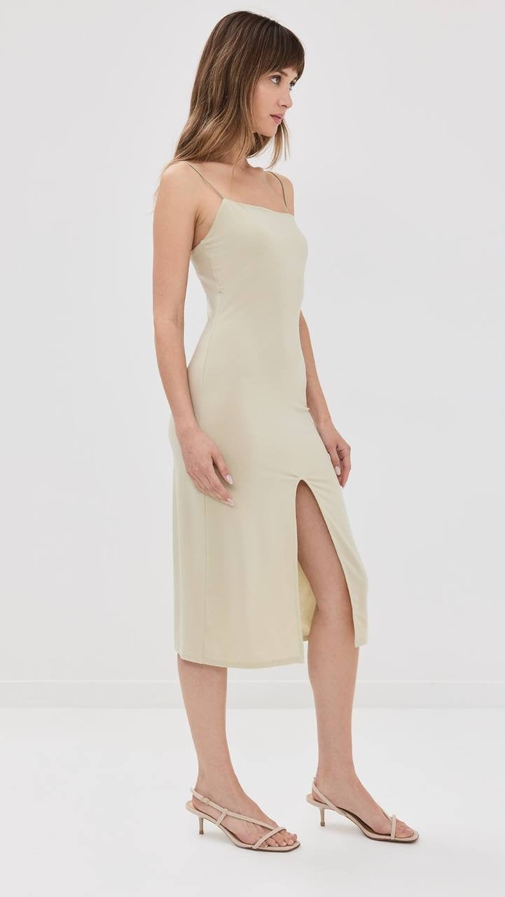 Ref Pavia Tencel Jersey Knit Bodycon Midi Dress in Dried Herbs