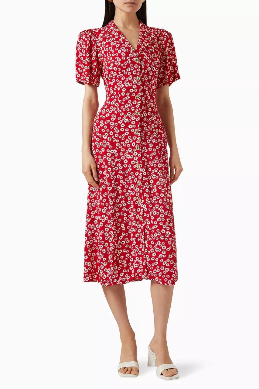 Ref Red Wilde Viscose-Rayon Midi Dress
