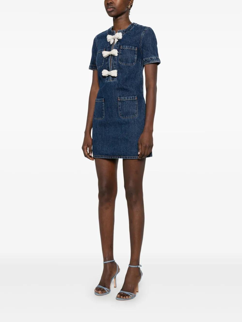 SP Denim Bow Shift Mini Dress