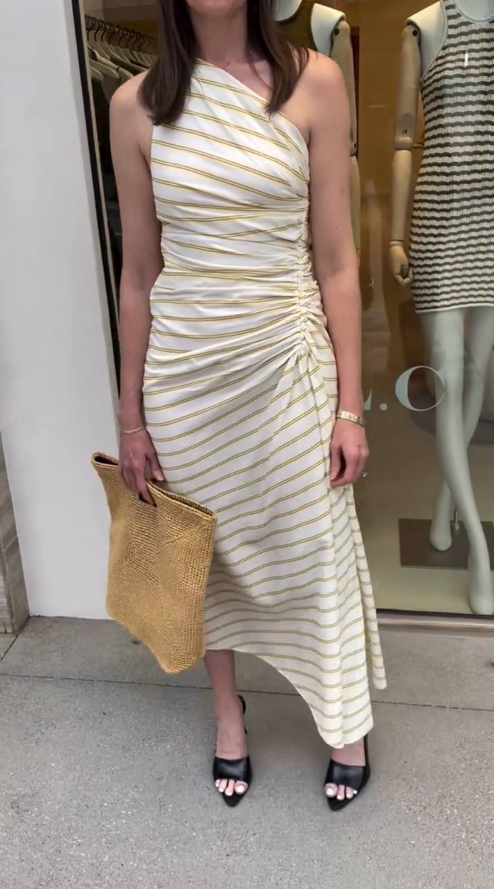 2 Colors! ALC Carolyn Viscose-Silk One Shoulder Midi Dress