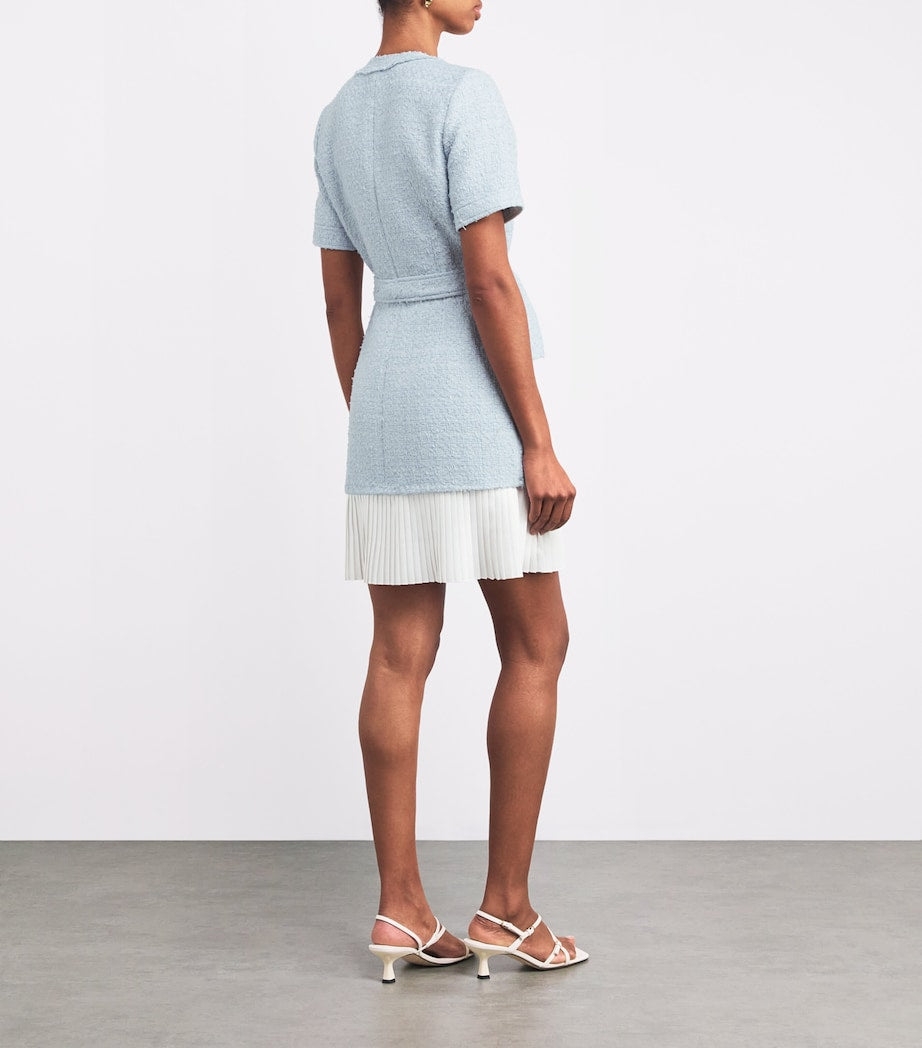 SD Joie Belted Blue Tweed Mini Dress