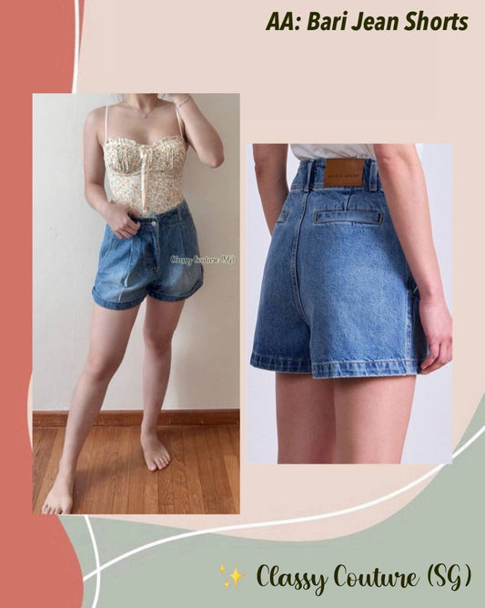 AA Bari High Waist Jean Cotton Denim Shorts