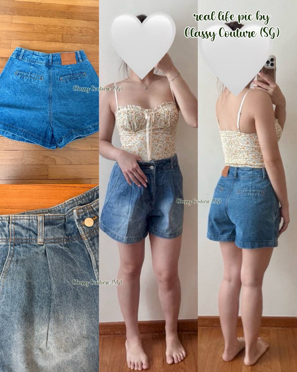 AA Bari High Waist Jean Cotton Denim Shorts