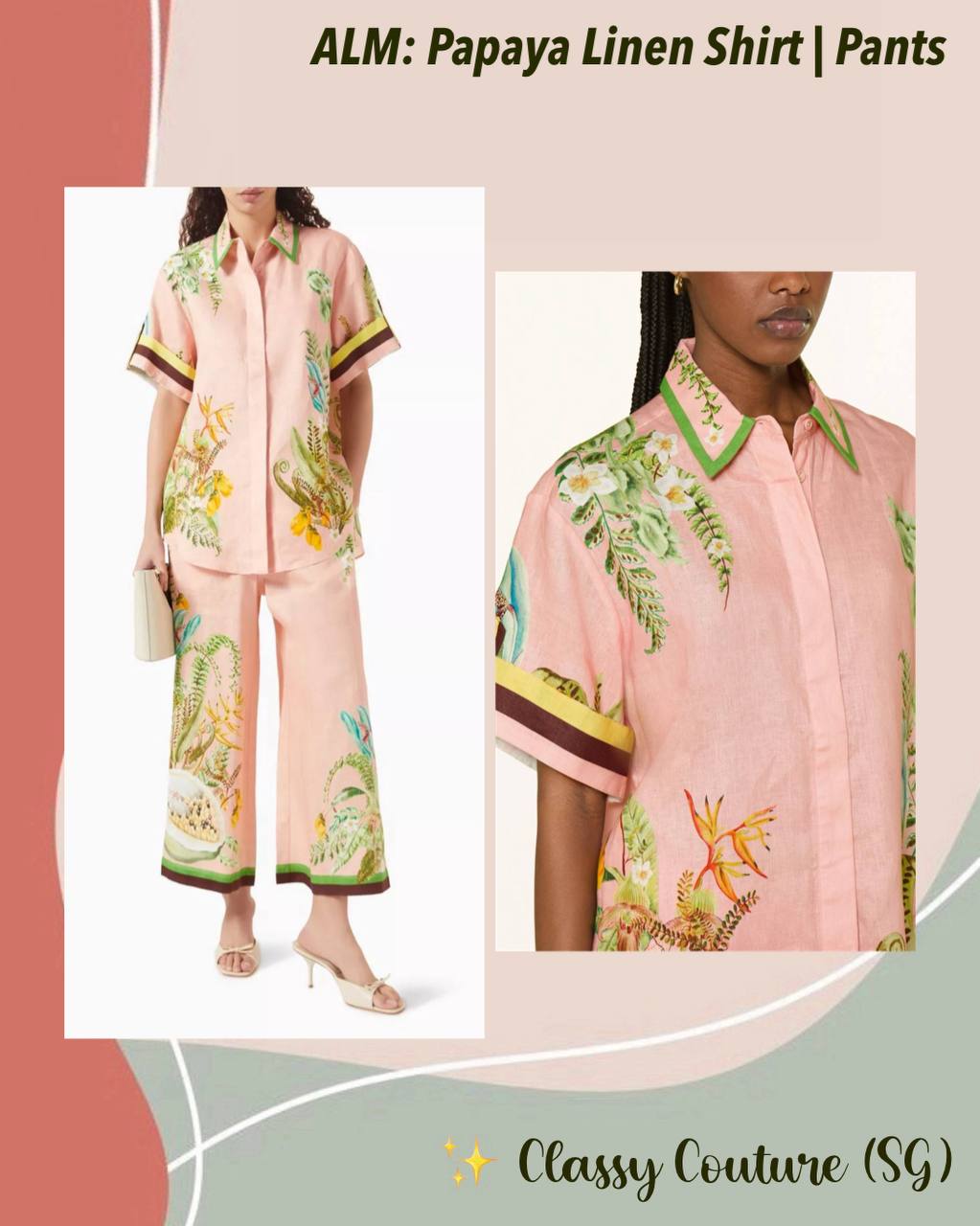 ALM Papaya Linen Shirt | Pants | Set