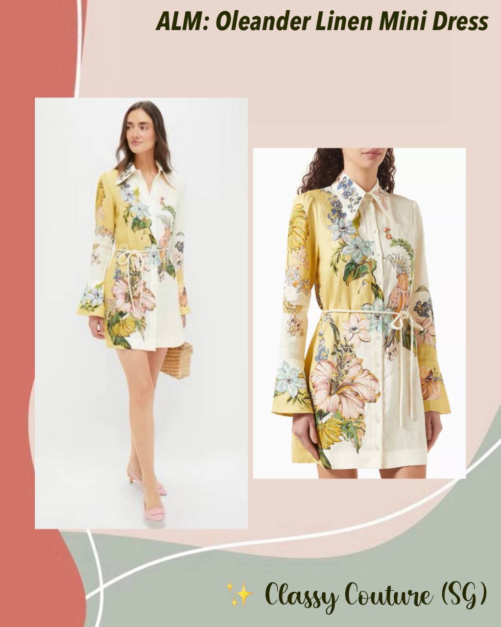 ALM Oleander Linen Mini Dress Shirtdress