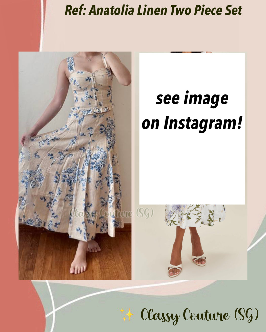 Ref Anatolia Corset Top | Midi Skirt | Linen Two Piece Set