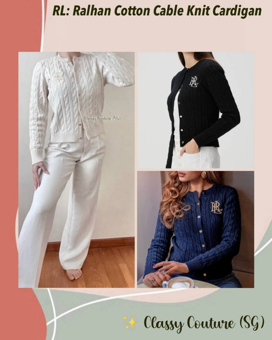 RL Ralhan Cable Knit Cotton Cardigan
