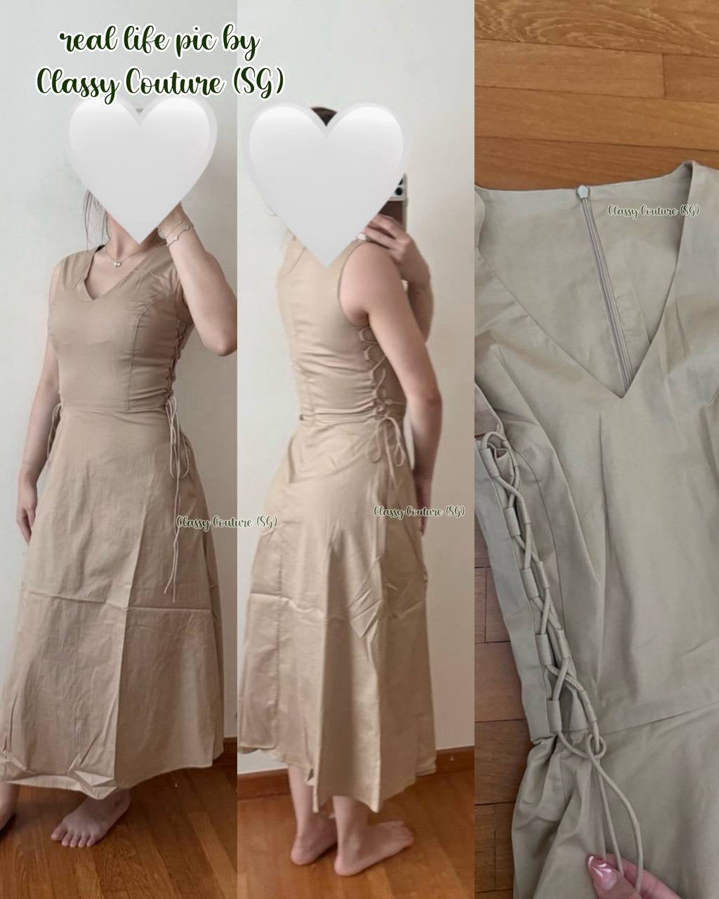 RL Renna Cotton Gabardine Lace Bodice Day Midi Dress