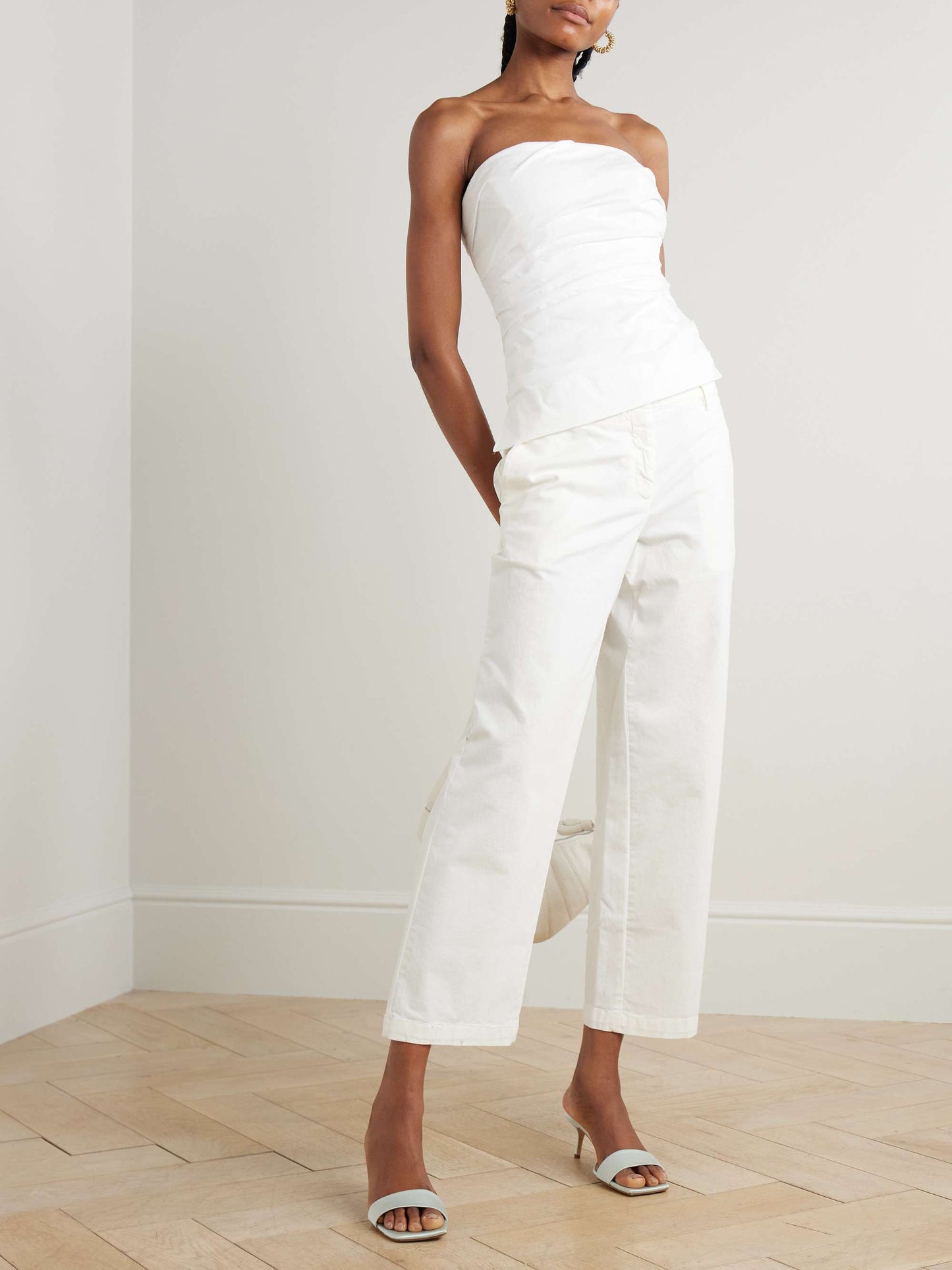 SIM White Emerson Cotton Strapless Bustier Top