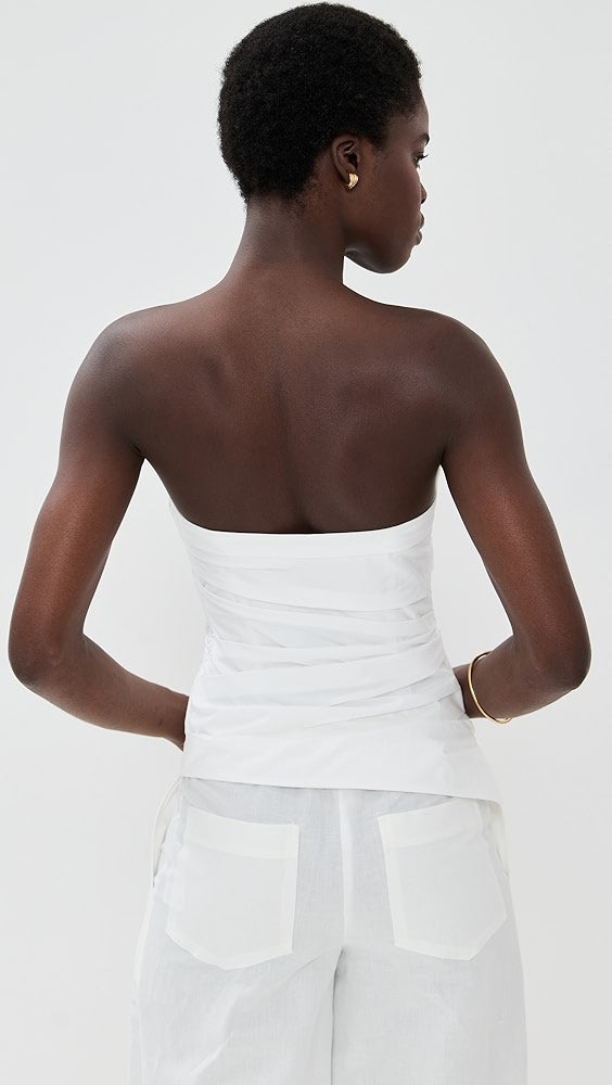 SIM White Emerson Cotton Strapless Bustier Top