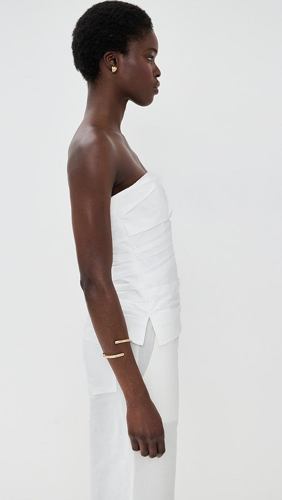 SIM White Emerson Cotton Strapless Bustier Top