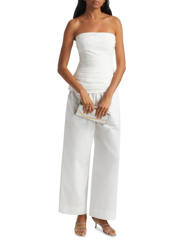SIM White Emerson Cotton Strapless Bustier Top