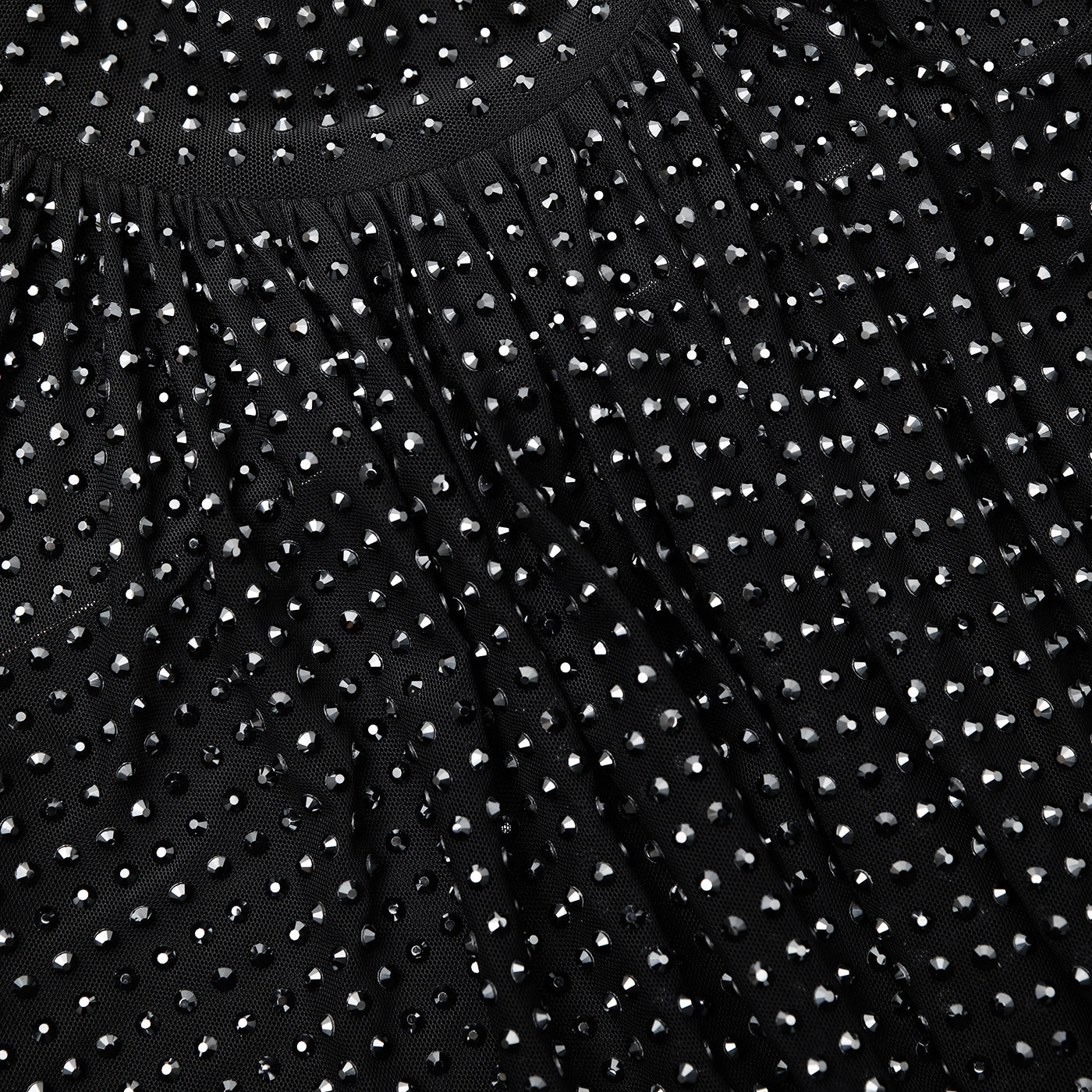 SP Black Rhinestone Mesh Mini Dress