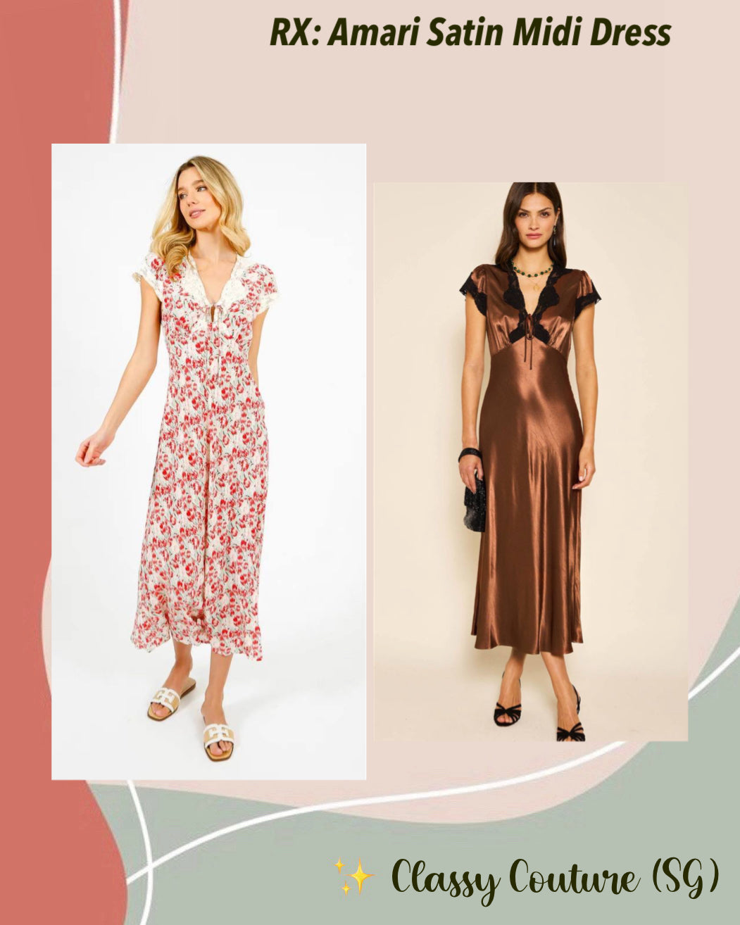 RX Amari Viscose Satin Midi Dress