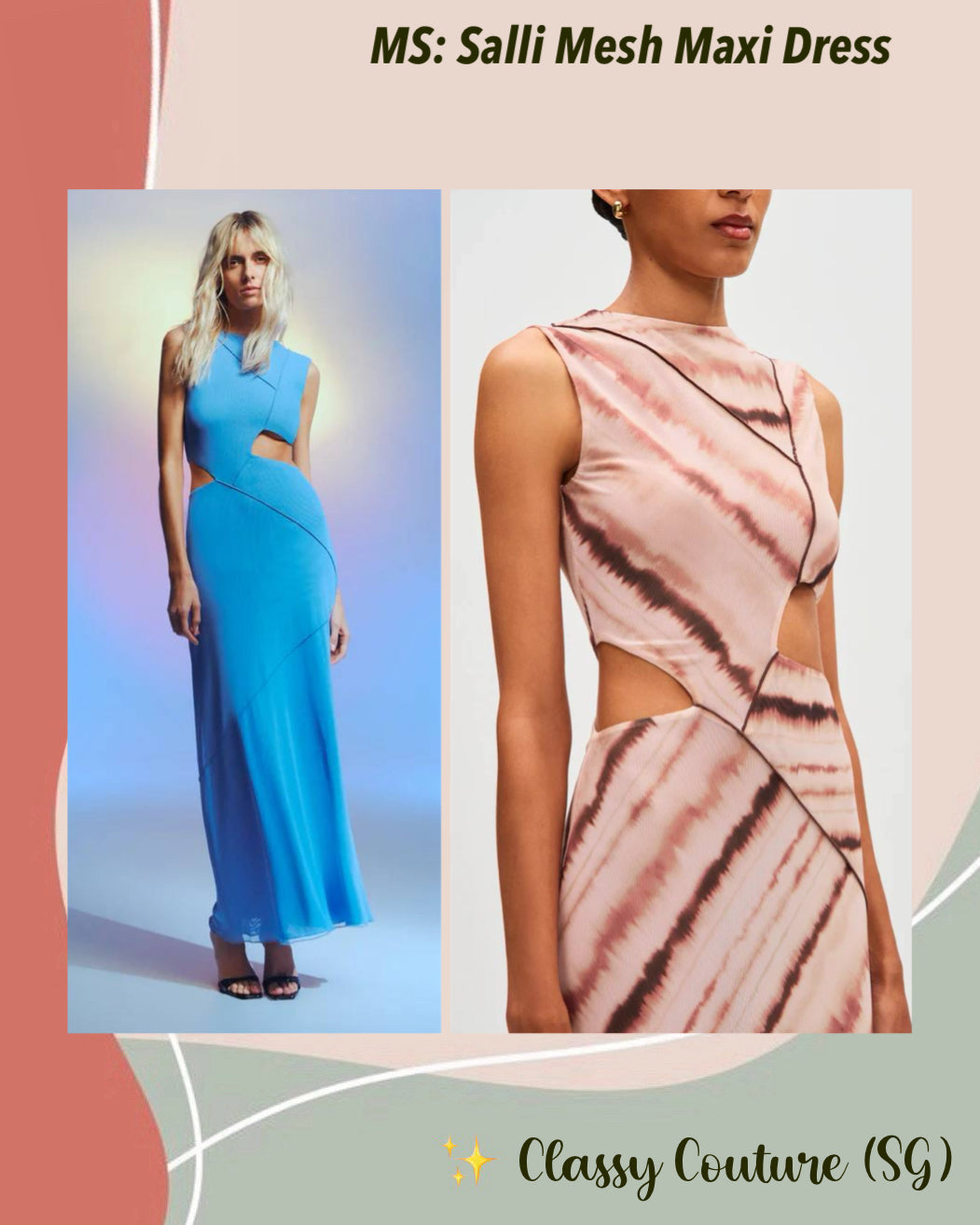 MS Salli Mesh Cut Out Maxi Dress
