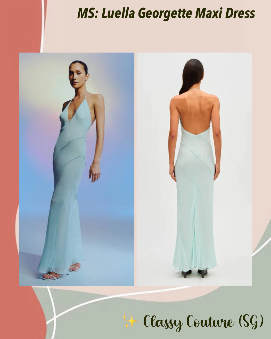 MS Luella Georgette Maxi Dress in Aqua Glass