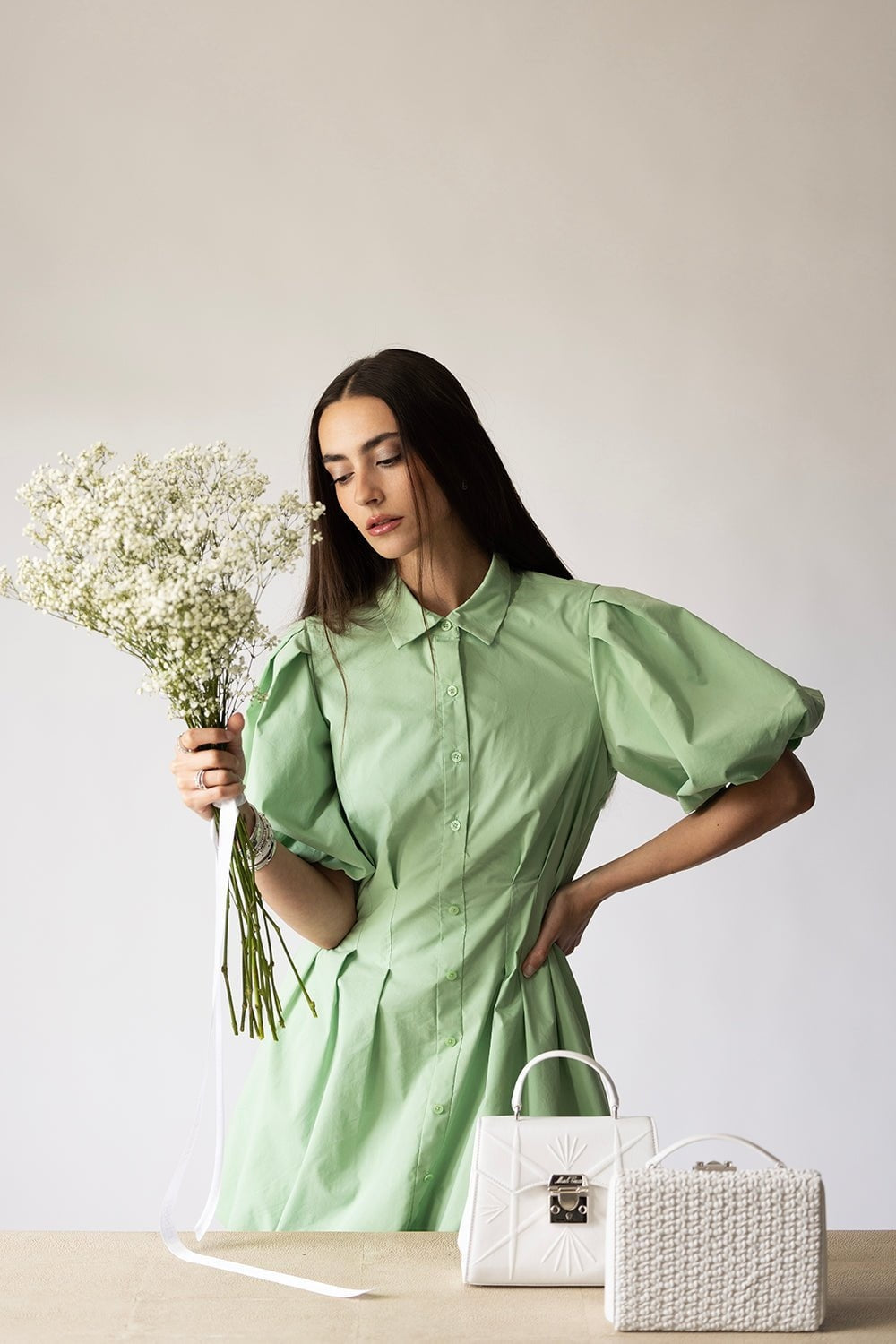 SALE! Sim Cleo Balloon Cotton-Blend Mini Dress