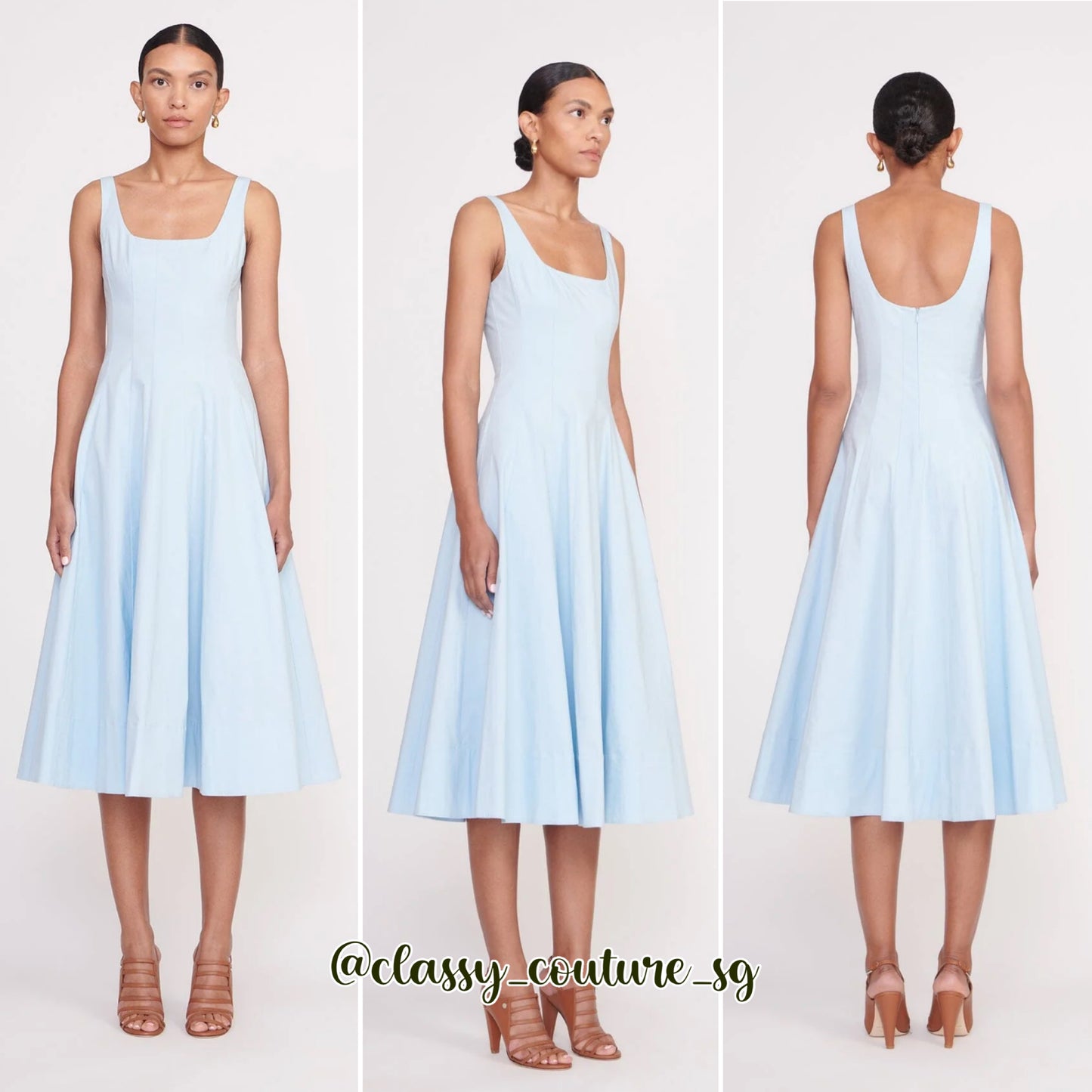 STA Wells Stretch Cotton Poplin Midi Dress