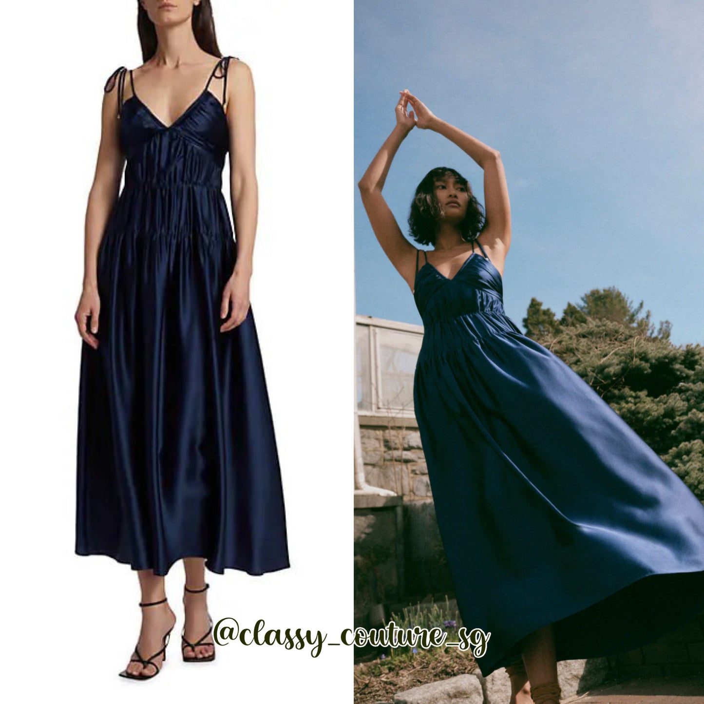 Der Lam Callista Ruched Cami Dress | Summer Navy