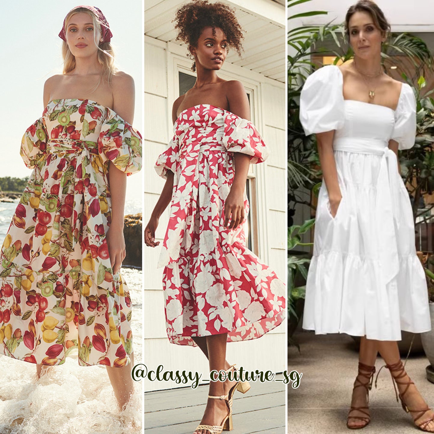 CC Sydney Cotton Midi Dress in White | Black