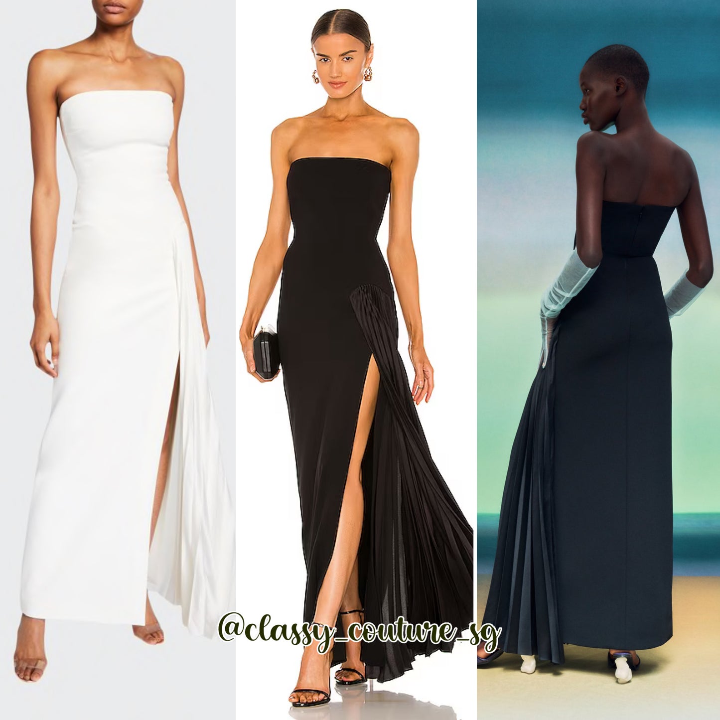 Sol Ldn Dolly Maxi Dress | Black | Winter White | strapless bandeau