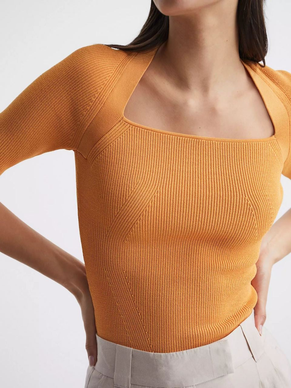 RS Tina Square Neck Ribbed Top