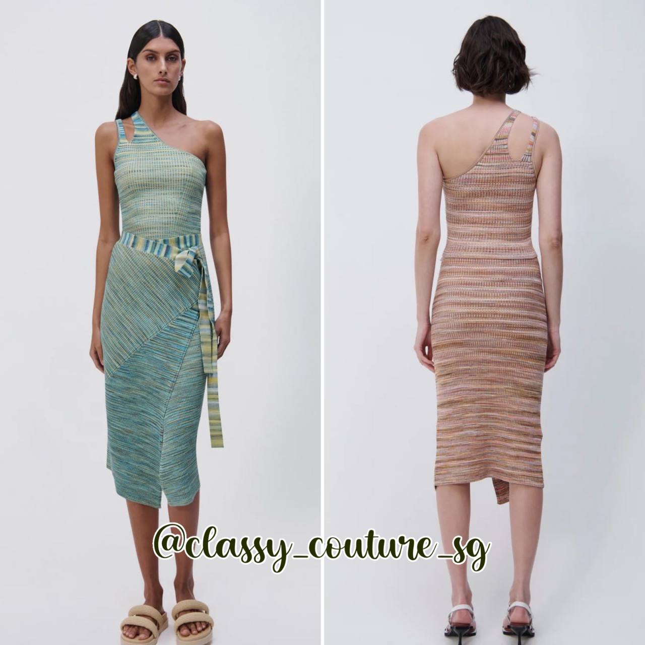 Jon Sim Space Dye Selby Top | Paris Midi Skirt | Baltic Blue, Coral Brown Set