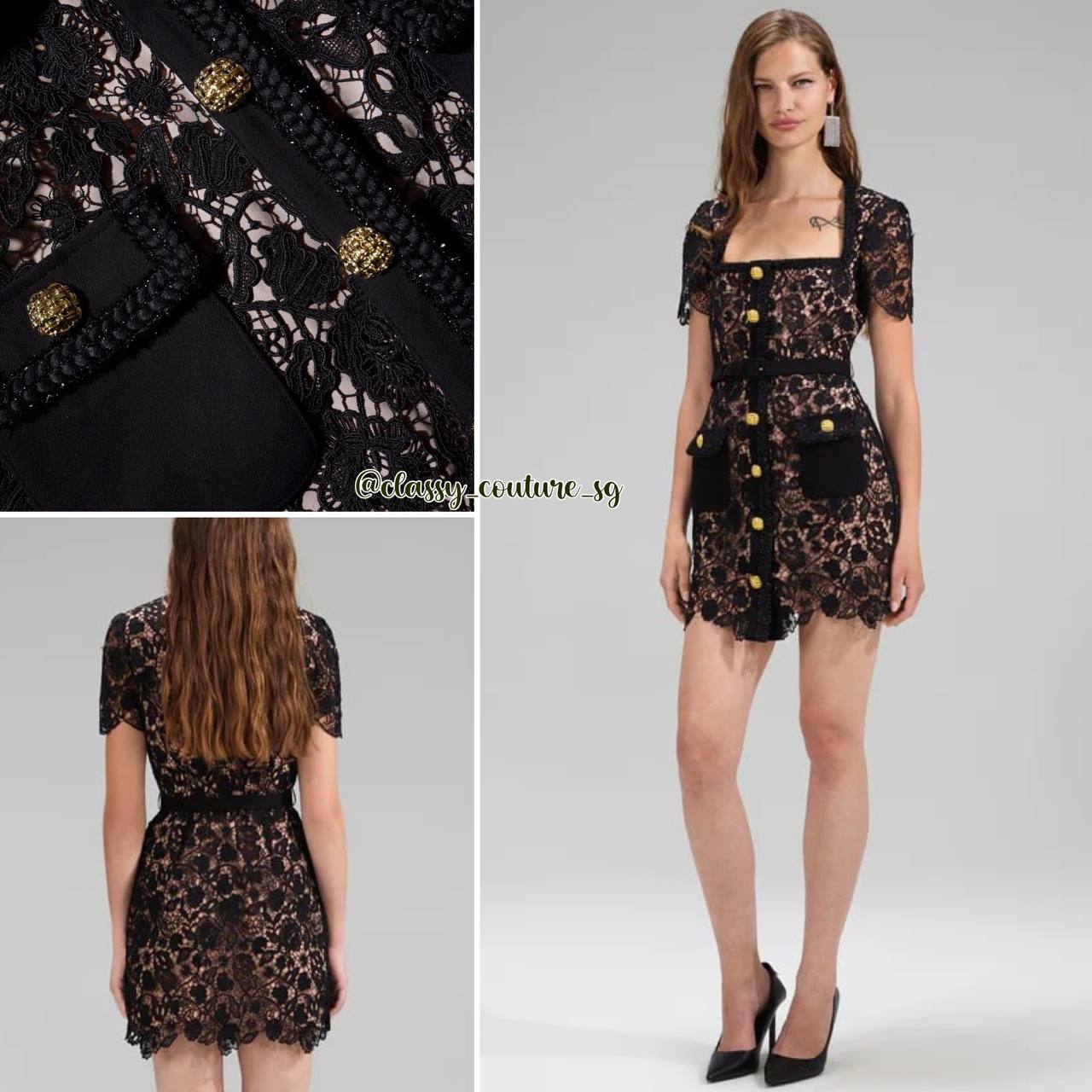 SP Black Guipure | Pale Blue Lace Mini Dress