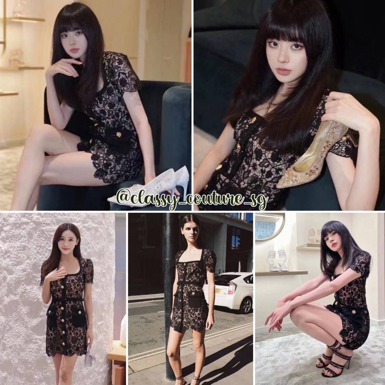 SP Black Guipure | Pale Blue Lace Mini Dress