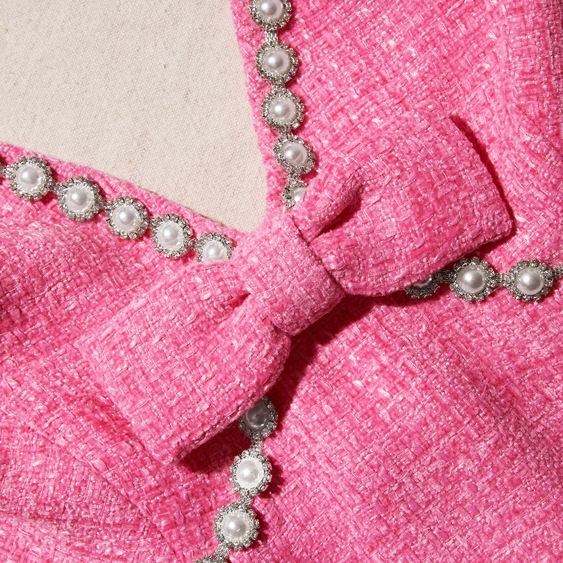 SP Pink Boucle V-Neck Mini Dress